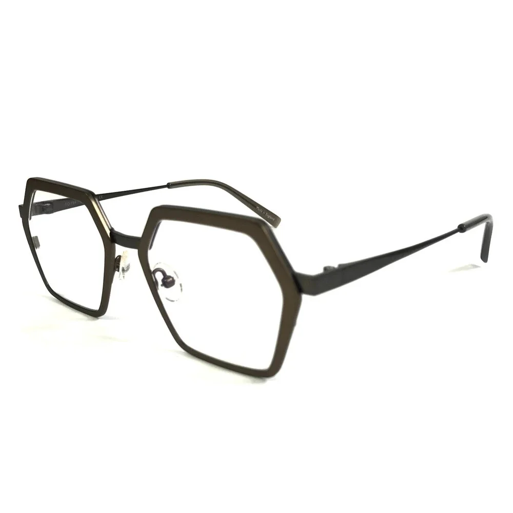 Tom Davies Eyeglasses Frames TD784 Col. 2363 Matte Brown Gray Hexagon 49-19-140
